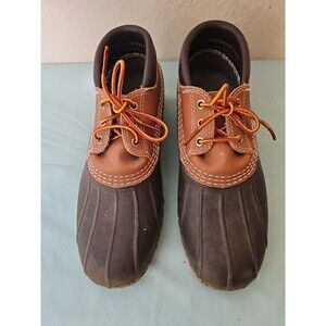LL Bean Mens 8 Brown Two Eye Low Duck Boots Short Shoes  Rubber Gumshoes